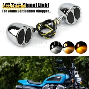 Motorcycle LED Turn Signal Lights Amber&White Lamp For Honda Bobber 10mm Hole - Picture 1 of 8