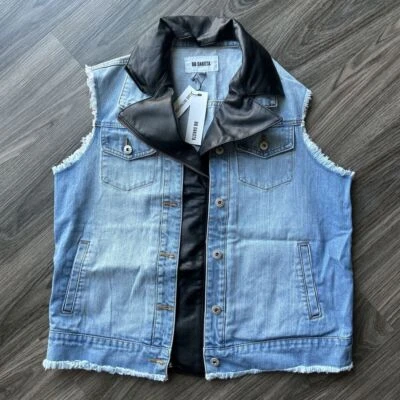 BB Dakota джинсовой ткани искусственной кожи жилет искусственно состаренный женский размер средний новый - Изображение 1 из 4
