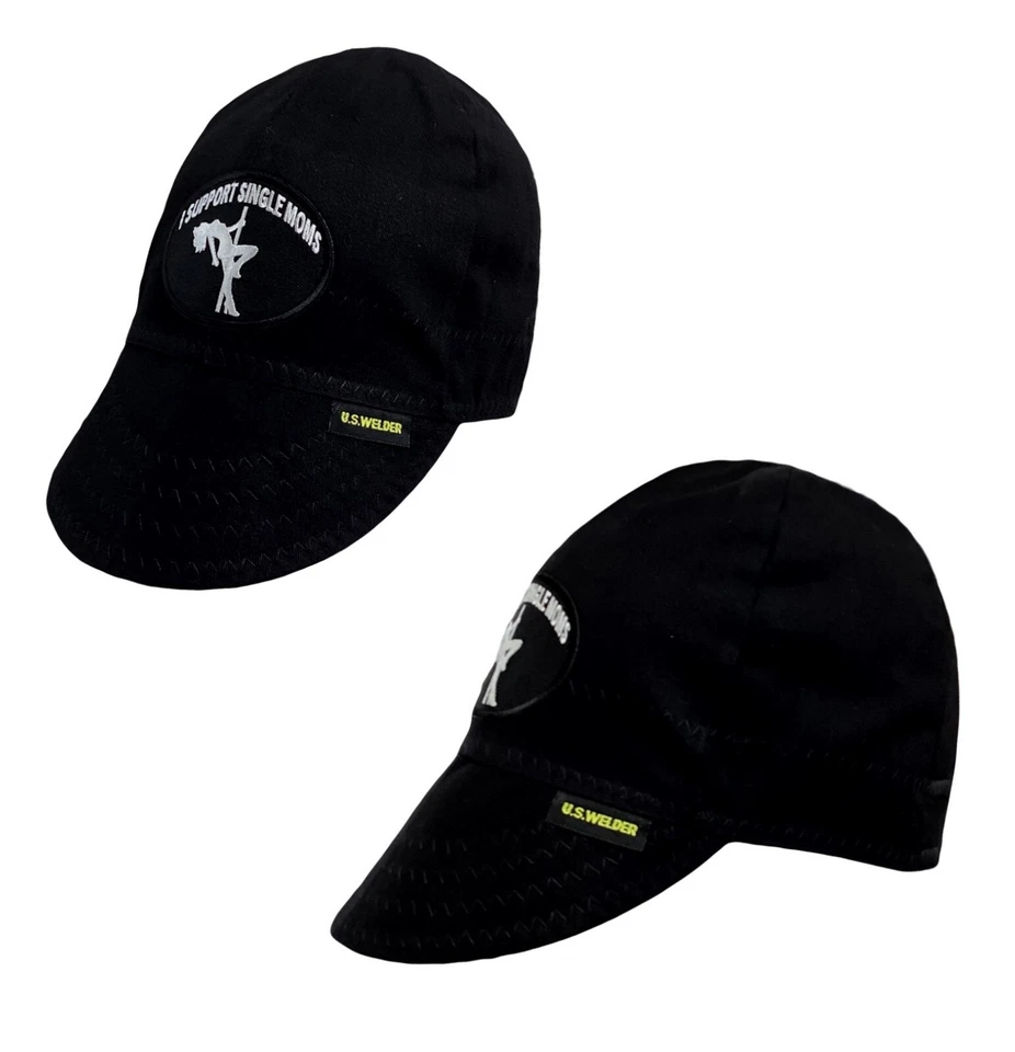 I Support Single Moms US WELDER Welding Cap Hat Black Reversible Comeaux Supply - Image 1 of 1
