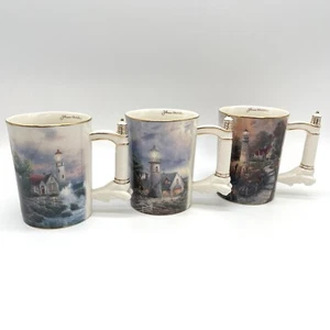 Thomas Kinkade Lighthouse Handle Seaside Inspiration Heirloom Mugs 1st Set B1640 - Picture 1 of 9