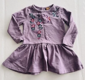 Tea Dress Girls Toddler 2 Purple Embroidered Long Sleeve Ruffle Jersey - Picture 1 of 4