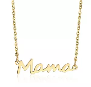 Mama Necklace Gold Plated Stainless Steel Mom Necklace - Picture 1 of 3