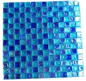 Tile Glass Mosaic Blue and Sea Blue Square and Rectangle Wall Backsplash 12x12 - Picture 1 of 2