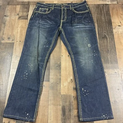 Pantalones de mezclilla para hombre antiguos remaches 100 % algodón talla 40X34 Foto 1 de 4