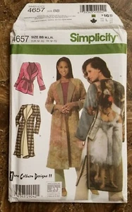 Simplicity Misses gefütterter Mantel Jacke Schärpe ungefüttert Fleecemantel Muster 4657 M L XL - Bild 1 von 9
