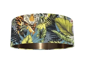 Lussuoso paralume in tessuto velluto tropicale tigre *6 fodere spazzolate* bronzo - Foto 1 di 25