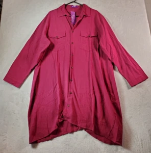 Romacci Shirt Dress Womens 4XL Maroon Long Sleeve Pockets Collared Button Front - Picture 1 of 10