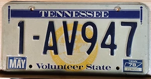1978 Tennessee Nummernschild 1-AV947 - Bild 1 von 2