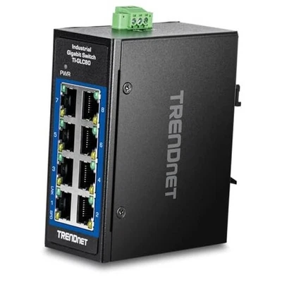  8-Port Industrial Gigabit DIN-Rail Mini Switch, TI-GLC80, 8 x Gigabit Ports,  - Image 1 of 4
