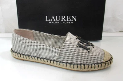 Ralph Lauren Cameryn Logo Slip On Flat Espadrille Shoes Natural Black Size 7.5 - Image 1 of 4