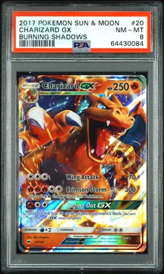 2017 POKEMON SUN & MOON BURNING SHADOWS #20 CHARIZARD GX PSA 8 - Image 1 of 3