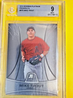 Mike Trout 2010 Bowman Platinum novato #pp5 clasificación BGS 9 ángeles como nuevos Foto 1 de 2