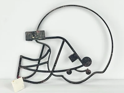 Hobby Lobby Football Helmet Shaped Black Distressed Metal Wall Art Decor 10"x11" - Image 1 of 4