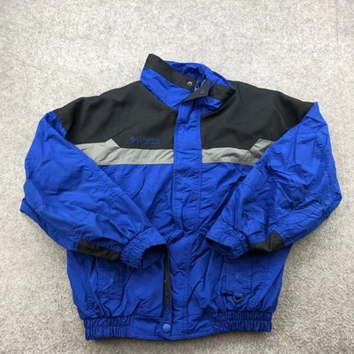 Columbia Jacket Mens Small Blue Black Gray Colorblock Windbreaker Outdoors 90s - Image 1 of 4