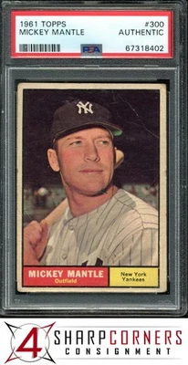 Topps #300 Mickey Mantle Yankees Hof 1961 PSA auténtico Foto 1 de 4