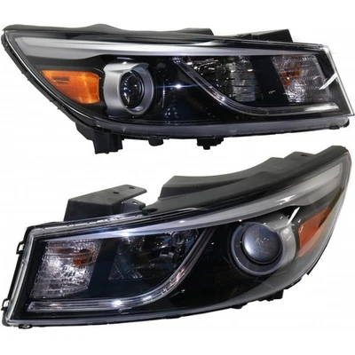 For Kia Sedona Headlight 2015-2018 Pair Driver & Passenger Black Housing w/Bulbs Foto 1 de 4