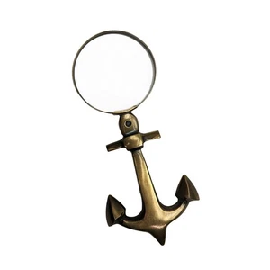 Hand Held Brass Anchor Magnifying Glass Reading Lens Magnifier Office Desk Decor - Picture 1 of 5
