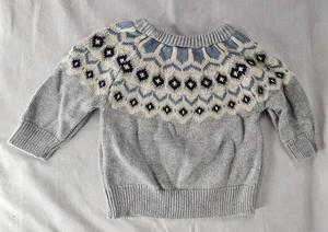  Baby Gap Boys 3-6 Months Gray Fair Isle Winter Sweater - Picture 1 of 3