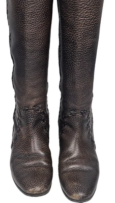 Botas de montar Gucci de cuero granulado marrón talla 5 B - detalle de punto de látigo Foto 1 de 4