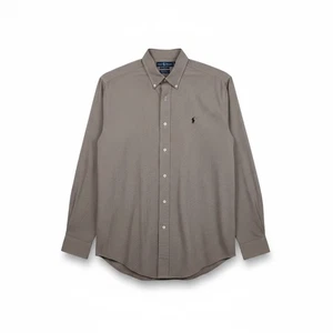 Camisa Ralph Lauren Blake Para Hombre Abotonada Manga Larga Marrón Algodón a Cuadros Talla M - Imagen 1 de 4