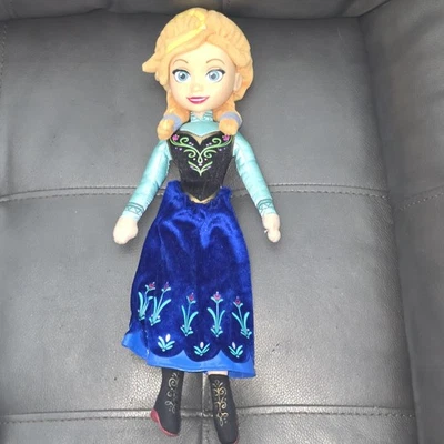 Disney Frozen 14” Anna Doll Vinyl Face Plush Just Play Beautiful Blue Dress VGUC - Image 1 of 4