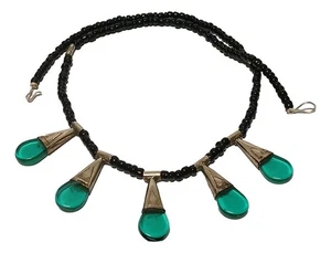 Collar bereber tuareg artesanal con colgante de cuentas verdes África joyería étnica - Imagen 1 de 2