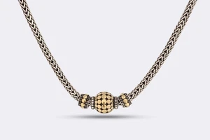 John Hardy 925 Silver & 18k Yellow Gold Dot Trio Bead Pendant Necklace (48.99g.) - Picture 1 of 5