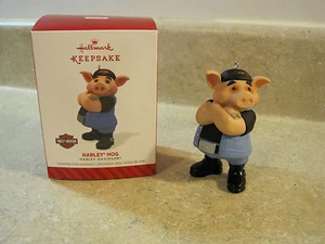 Hallmark 2014 HARLEY HOG ORNAMENT HARLEY DAVIDSON MOTORCYCLE * HARLEY RIDER PIG - Picture 1 of 7