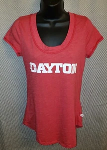 Dayton Flyers Red Heather Rounded Bottom T-Shirt - Womens Small - Picture 1 of 7