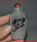 3.2"Chinese Ancient Glass Feng Shui Animal Horse Portrait Snuff Bottle Statue