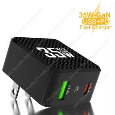 35W GaN USB-C PD Fast Charger Adapter Type C Block For iPhone Samsung Android - Image 1 of 4