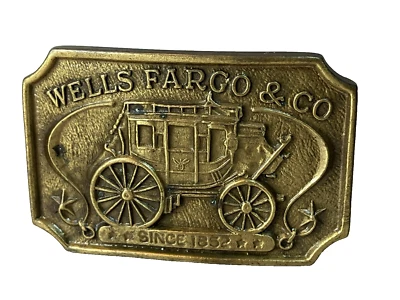 АНТИКВАРНАЯ/ВИНТАЖНАЯ ПРЯЖКА WELLS FARGO & co. 1900-х годов с 1852 года СТАРАЯ ЗАПАДНАЯ ПРЯЖКА - Изображение 1 из 2