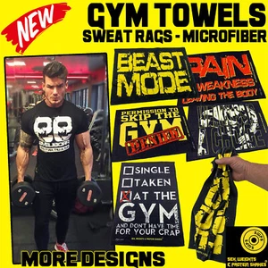 Gym Sweat Microfiber Sports Towel Bodybuilding Funny SUPER LISTING MANY OPTIONS - Picture 1 of 57