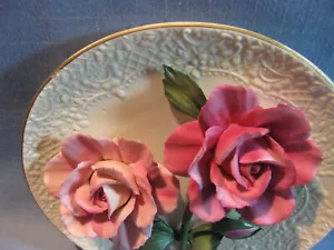 CAPODIMONTE PLATE, VINTAGE 3-D FLOWERS, NUMBERED, HANDPAINTED BISQUE - Picture 1 of 7