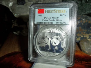 2010 10 Yuan Silver China Panda RARE MS 70 PCGS Red Flag First Strike - Picture 1 of 12