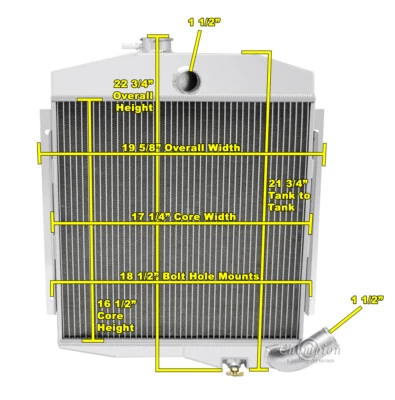 ER Champion 4 Row All Aluminum Radiator for 1965 - 1971 Jeep CJ5 Buick V6 Engine Foto 1 de 4