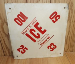 Vintage Original Early Frank F. Mull Ice Delivery Early Phone Sign 11” x 11” - Picture 1 of 2