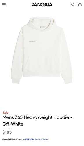 OFF WHITE Pangaia Felpa con Cappuccio Taglia S Off White UOMO Nuova con etichette 365 Mid