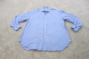 Vintage Borrelli Wilkes Bashford Dress Shirt Mens 17.5 44 Blue Houndstooth - Picture 1 of 8