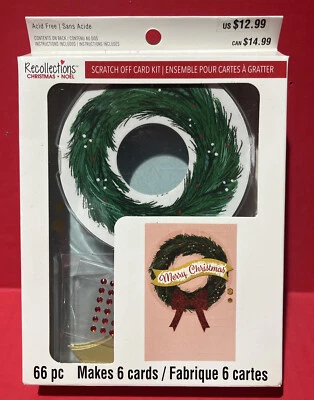 Recollections Christmas Wreath scratch off Card Kit Makes 6 Cards New - Image 1 of 2