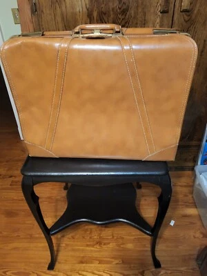 Vintage Air Pak Suitcase Case Bag Trunk Luggage Retro Faux Leather key/lock work - Image 1 of 4