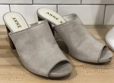 Anne Klein Sandals Womens Tillie Slide Pump Grey Suede Open Toe Casual 8 - Image 1 of 4