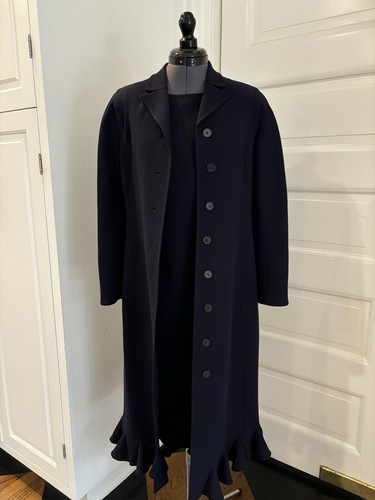 Abito boutique Valentino vintage e cappotto abbinato lana vergine leggera crepe 6