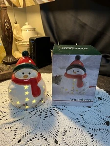 PFALTZGRAFF Winterberry LED Light Up Ceramic Snowman- Battery Operated - Picture 1 of 17
