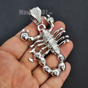 Iced Cubic Zirconia Gold Silver Plated Large SCORPION Hip Hop Charm Pendant