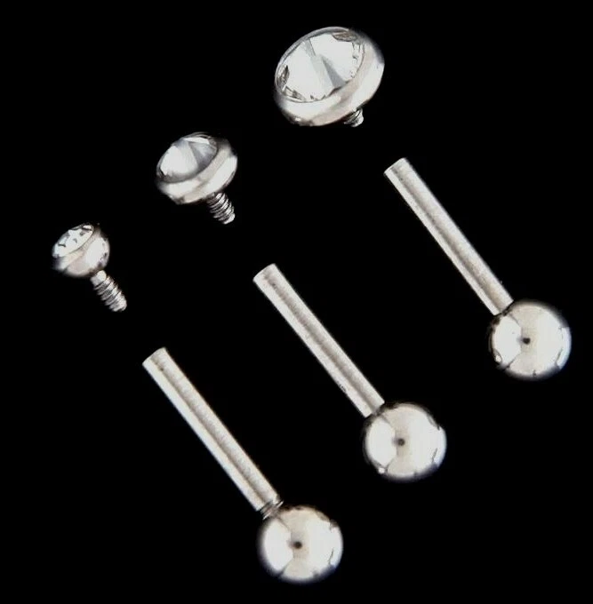 2 3 4mm Gem Triple Helix Ear Stud Earing Bar Internally Threaded 16g Double Ball - Image 1 of 1