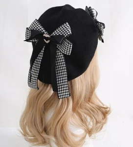 Frühling japanische Mütze Lolita Wollmischung Mori Mädchen Baskenmütze Handarbeit Mütze Beanie süß - Bild 1 von 7