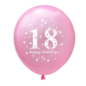 12 Pack 18th Birthday Party Balloons Latex Pink Eighteenth