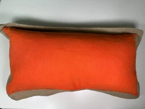 25" x 14" Orange Linen Rectangle Newport Throw Pillow with Woven Edge Detail - Picture 1 of 4