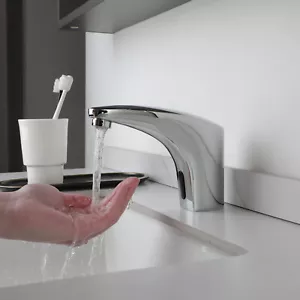 Grifo de baño con sensor automático cromado mezclador sin contacto grifos de lavabo montados en cubierta - Imagen 1 de 14